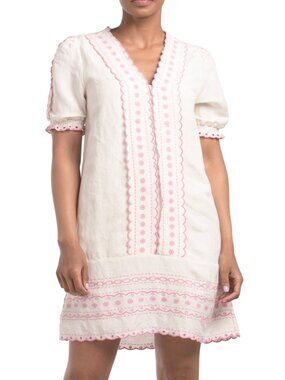 Cartolina Nantucket Bianca Mini Dress Small Pink Gelato Embroidered $268 NEW